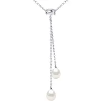Diadema - Halsband - DUO 2 Äkta Sötvattenspärlor - Vit - Silver