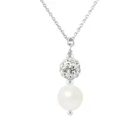 Diadema - Halsband - Vit kristall & pärla - Love Jewelry Collection