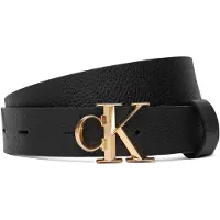 Calvin Klein Bälte 'Pebble Grain Monogram Buckle' svart