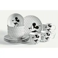 Fyrklövern Mickey Mouse Silhouette frukost- och kaffeset 12 delar, 4 pers