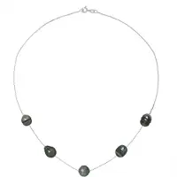 Diadema - Halsband - 5 Äkta Tahiti-pärlor - Kabelkedja med diamanter