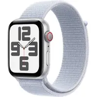 Apple Watch SE (GPS + Cellular) - 2a generation - 44 mm - silveraluminium - smart klocka med sportögla - mjukt nylon i dubbla lager - blå moln - ha...