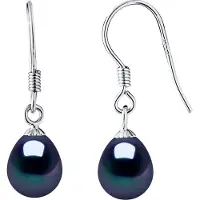 Diadema Örhängen Krokar Sötvattenspärlor 7-8mm Svarta Päron 925