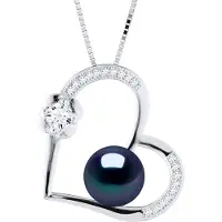 Diadema LOVE halsband Sötvattenspärla 8-9mm Svart 925