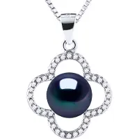 Diadema CLOVER Halsband Sötvattenspärla 9-10 mm Svart 925