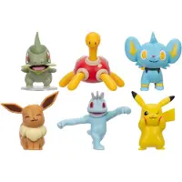 Pokémon POK? MON PKW3614 Battle Figure Multiple - Pack med 6 med Pikachu Pottrot Milza Sheinux Evoli & Machollo Officiella figurer 5 cm vardera