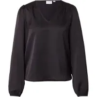 Vila Ellette Smock Satin Top Blus Med Lång ärm