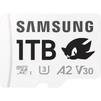 Samsung Sonic Edition - Shadow microSDXC-Kort Box 1 TB A2 Application Performance Class, v30 Video Speed Class, UHS-I U3 Sonic the Hedgehog specialutgåva,