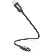 Hama USB-laddningskabel USB 2.0 Apple Lightning kontakt , USB-C-kontakt 0.20 m Svart guldpläterad 00201601