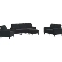 vidaXL Soffgrupp med dynor och bolster 4 delar svart sammet