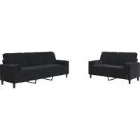 vidaXL Soffgrupp med dynor och bolster 2 delar svart sammet