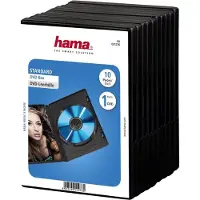 Hama DVD Jewel Case with foil - Lagring - DVD-fodral - kapacitet: 1 DVD - svart (paket om 10)