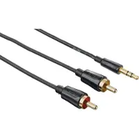 Hama Kabel Audio 3.5mm-2xRCA Flexislim Guld Svart 1.5m