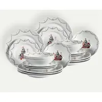 Fyrklövern Disney Jul tallriksset 24 delar, 8 pers Servis Tallrikar set