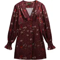 Superdry för kvinnor. W8012005A Jacquardklänning i vinrött (XS), Casual, Granat, Viskos, Lång ärm