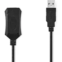 Nedis Aktiv USB-kabel | USB 2.0 | USB-A Hane | USB-A Hona | 480 Mbps | 5.00 m | Rund | Nickelplaterad | PVC | Koppar | Label