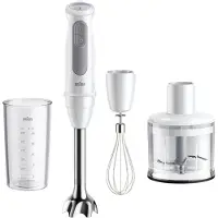 Braun Stavmixer - - MultiQuick 5 - 1000 W - 21 hastigheter - 600 ml bägare - Minihackare - Visp - Vit