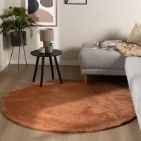 NATURL. Rund låghög matta | Cozy terrakotta hos Volero | Ø 120cm | Polyester | Enfärgad | Rund | Låg lugg