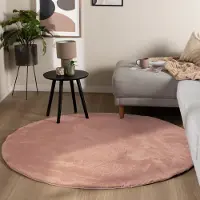 NATURL. Rund låghårig matta | Cozy rosa hos Volero | Ø 200cm | Polyester | | Rund | Låg lugg