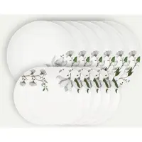 Fyrklövern Clematis tallriksset 12 delar, 6 pers Servis Tallrikar set