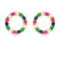 Luxenter Sterling Silver 925 örhängen med Multicolour Zirkonia i 18K gult guld - Machi