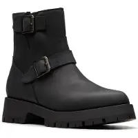 Clarks Ledwick Haley Svarta Oljiga Läderstövlar