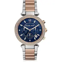 Michael Kors Klocka - - PARKER MK6119 - Kvarts - Mörkblå urtavla - Tvåfärgad armband