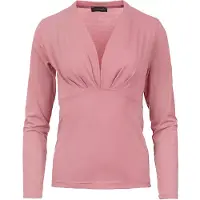 Conquista Långärmad rosa fusk-omlott-topp i hållbar stretchjersey