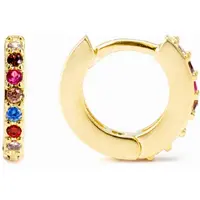 Luxenter Leofcar örhängen i 925 sterling silver och flerfärgade zirkoner med 18 karats gult guld