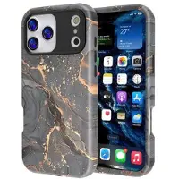 Mtp Products iPhone 17 Pro Max Lyxigt hybrid skal i marmor - svart / guld