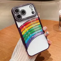 Mtp Products iPhone 17 Pro Regnbågskvicksand Hybridskal med kameradekor i strass - Lila