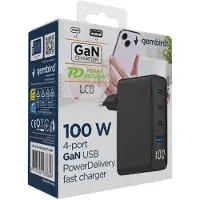 Gembird 4xpd Qc Lcd Usb-a Och Usb-c Väggladdare 100w