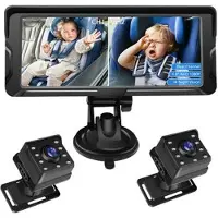 Mtp Products 6.8 babyvakt för bil med dubbla 1080P HD-kameror med 360 graders rotation
