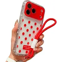 Mtp Products iPhone 17 Pro Max/18 Pro Max PC / TPU-skal med linsfilm och rem - Polka Dot - Röd
