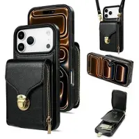 Mtp Products iPhone 17 Pro Max Allt-i-ett-skal med plånbok och rem - Svart