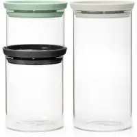 Brabantia 100550, Förvaringsuppsättning, Glas, Plast, Transparent, Uppfällbart lock, Rund