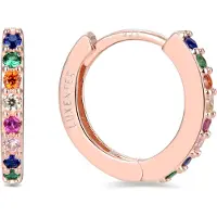 Luxenter valarys örhängen i 925 sterling silver och flerfärgade zirkoner med 18k roséguldpläterad yta