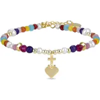 Luxenter nymoxarmband i 925 sterlingsilver och flerfärgad kristall med beläggning av 18 karats gult guld