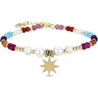 Luxenter shasha armband i 925 sterling silver och flerfärgad kristall med 18 karats gulguldpläterad yta