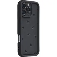 Mtp Products iPhone 16 Pro Max Hjärtmönster Stötsäkert TPU-skal med upphöjda kanter - Svart