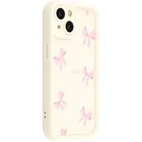 Mtp Products iPhone 15 Snyggt stötsäkert TPU-skal med upphöjda kanter - Vit / rosett