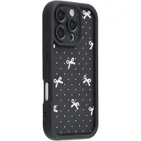 Mtp Products iPhone 16 Pro Snyggt stötsäkert TPU-skal med upphöjda kanter - Svart / Prickig rosett