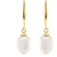 Luxenter Essential-örhängen i 925 sterling silver och vit pärla i 18 karat gult guld