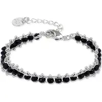 Luxenter lailai-armband i 925 sterling silver och svart kristall med rodiumpläterad yta