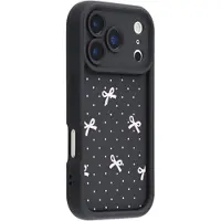 Mtp Products iPhone 17 Pro Max Snyggt stötsäkert TPU-skal med upphöjda kanter - Svart / Prickig rosett