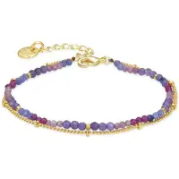Luxenter Aiel lila kristallarmband med avslut i 18K gulguld
