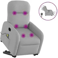 vidaXL Elektrisk massagefåtölj med uppresningshjälp molngrå tyg