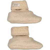 Huttelihut Tofflor - Ullfleece - Camel Melerad - - 62/68 - Tofflor