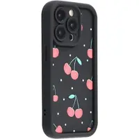 Mtp Products iPhone 14 Pro Snyggt stötsäkert TPU-deksel med upphöjda kanter - svart / Körsbär