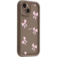 Mtp Products iPhone 15 Plus Snyggt stötsäkert TPU-skal med upphöjda kanter - Brun / rosett
